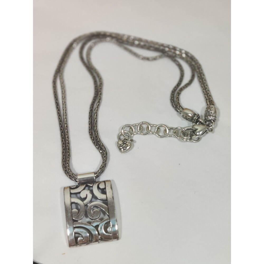BRIGHTON Scrolled Pendant Double Strand Necklace 16" Adjustable
